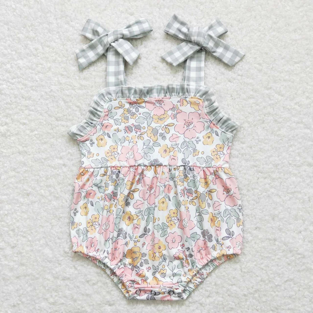 USA Shop Baby Girls Pink Green Flowers Straps Summer Romper