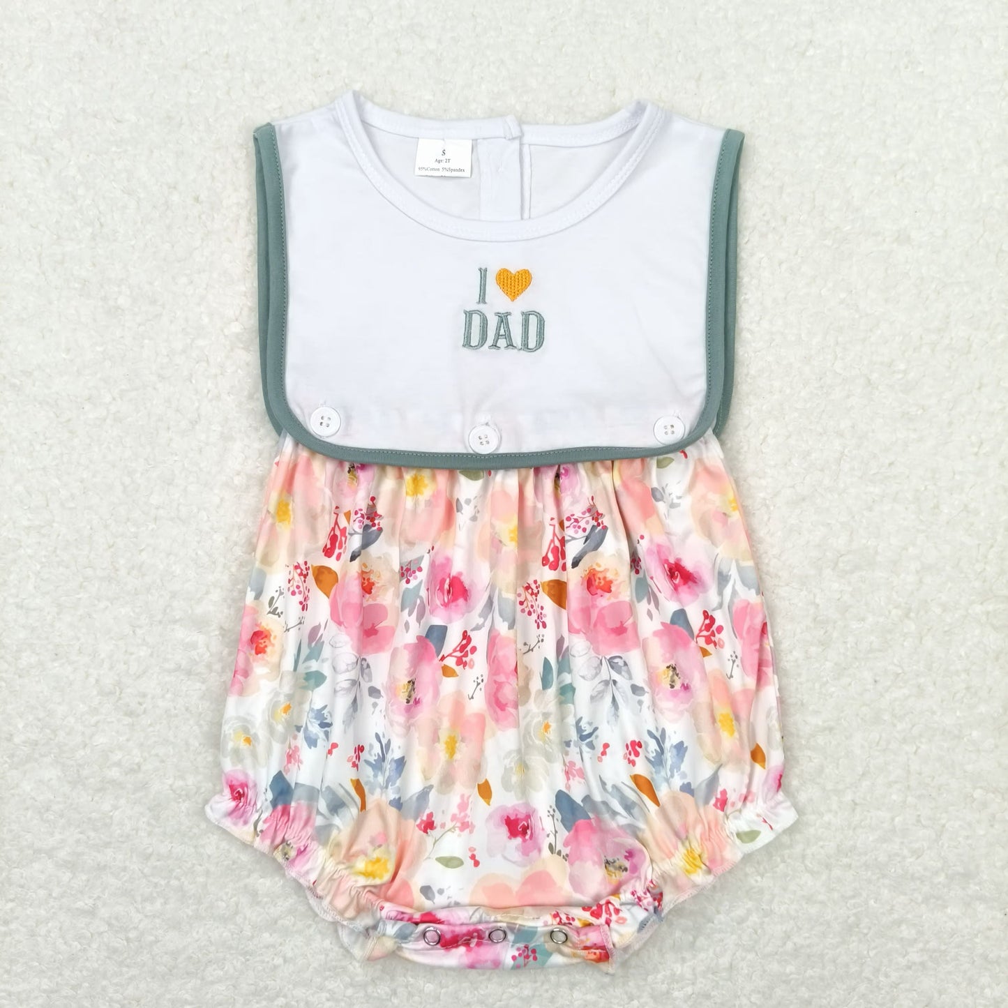 I Love Dad I Love MOM Floral Bubble Romper For Sister
