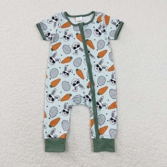 Baby Boys Easter Cool Rabbie Carrot Zipper Romper