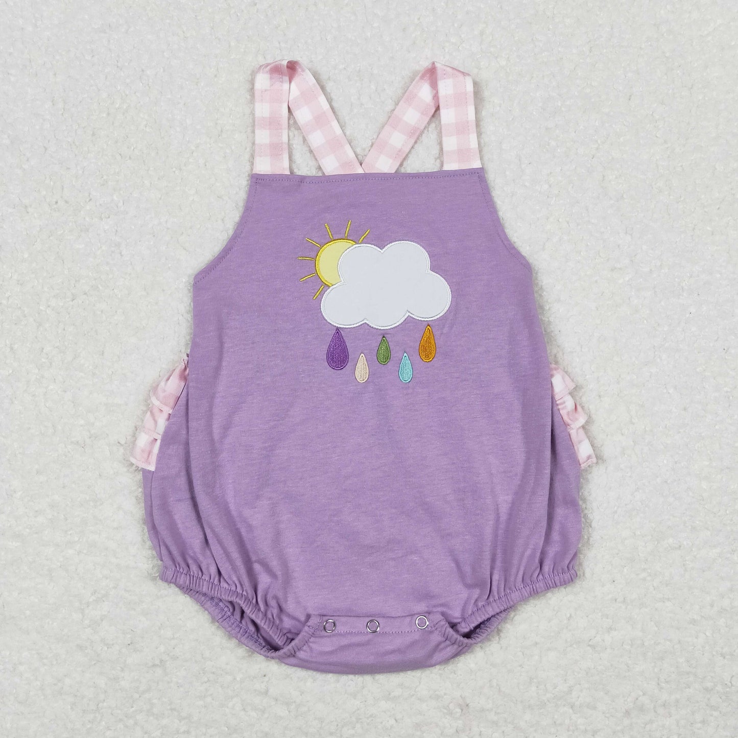 Baby Sibling Summer Sister Girls Embroidery Rainbow Set Romper