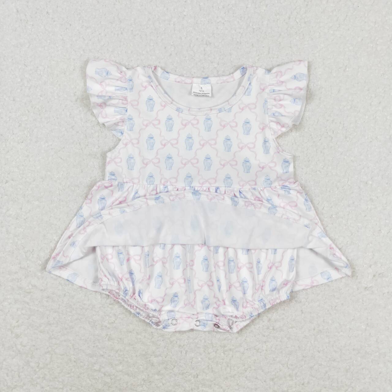 Newborn Baby Girls Summer Pink Bow Romper