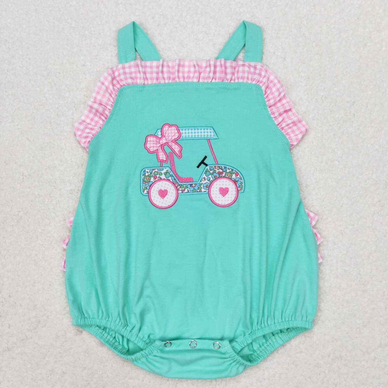 Summer Sibling Baby Embroidery Golf Romper