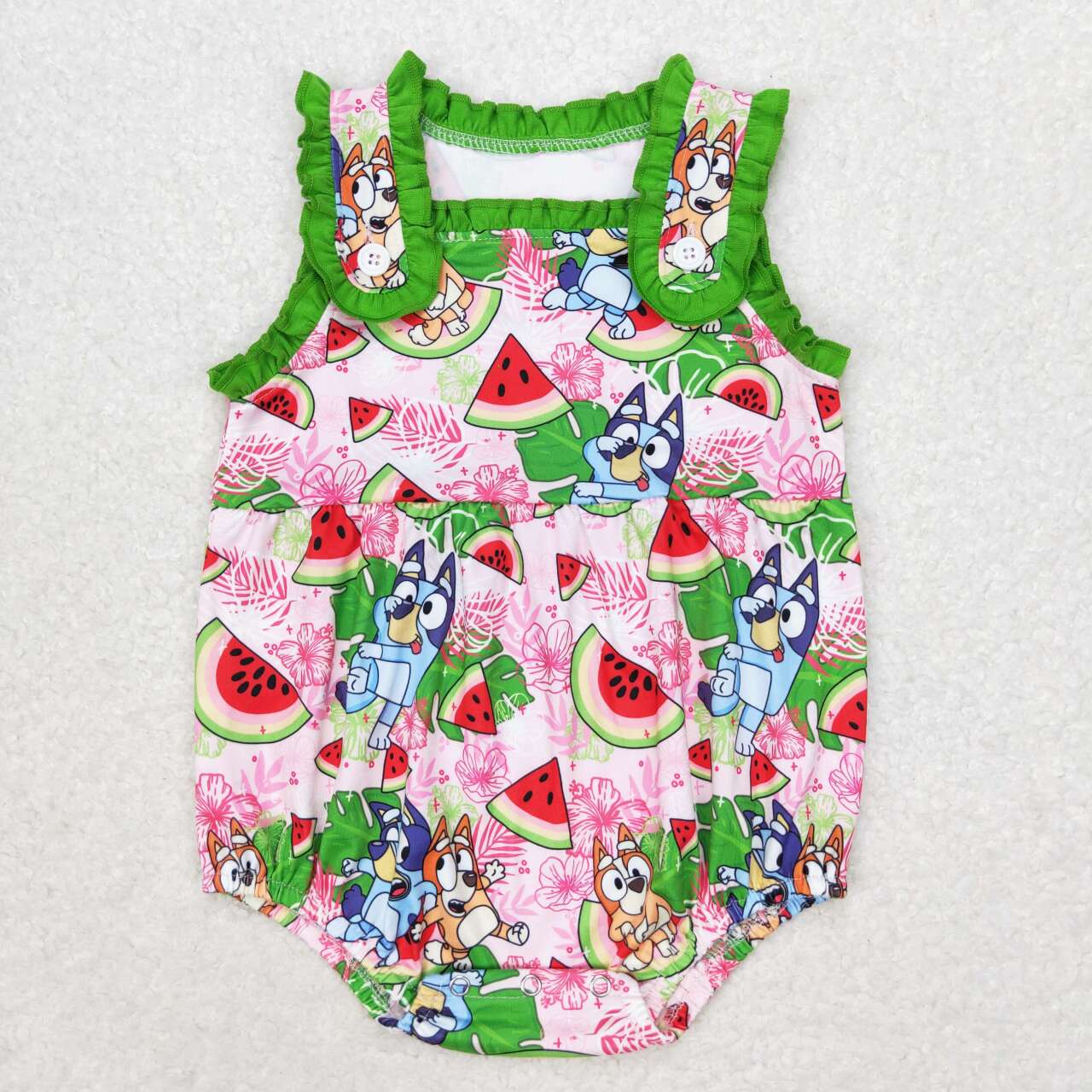 Summer Baby Sibling Cartoon Dog Watermelon Clothing Set