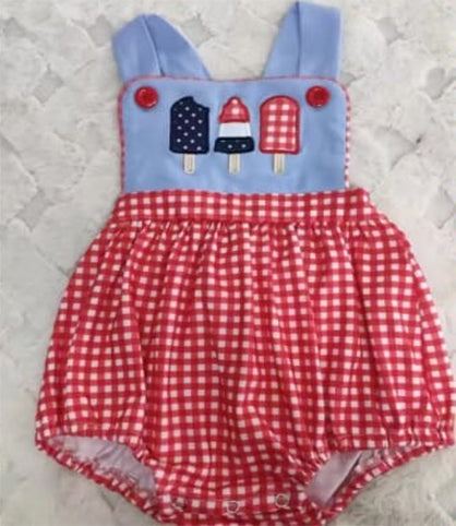 SR1310 Newborn Baby Girls July 4th Popsicle Romper