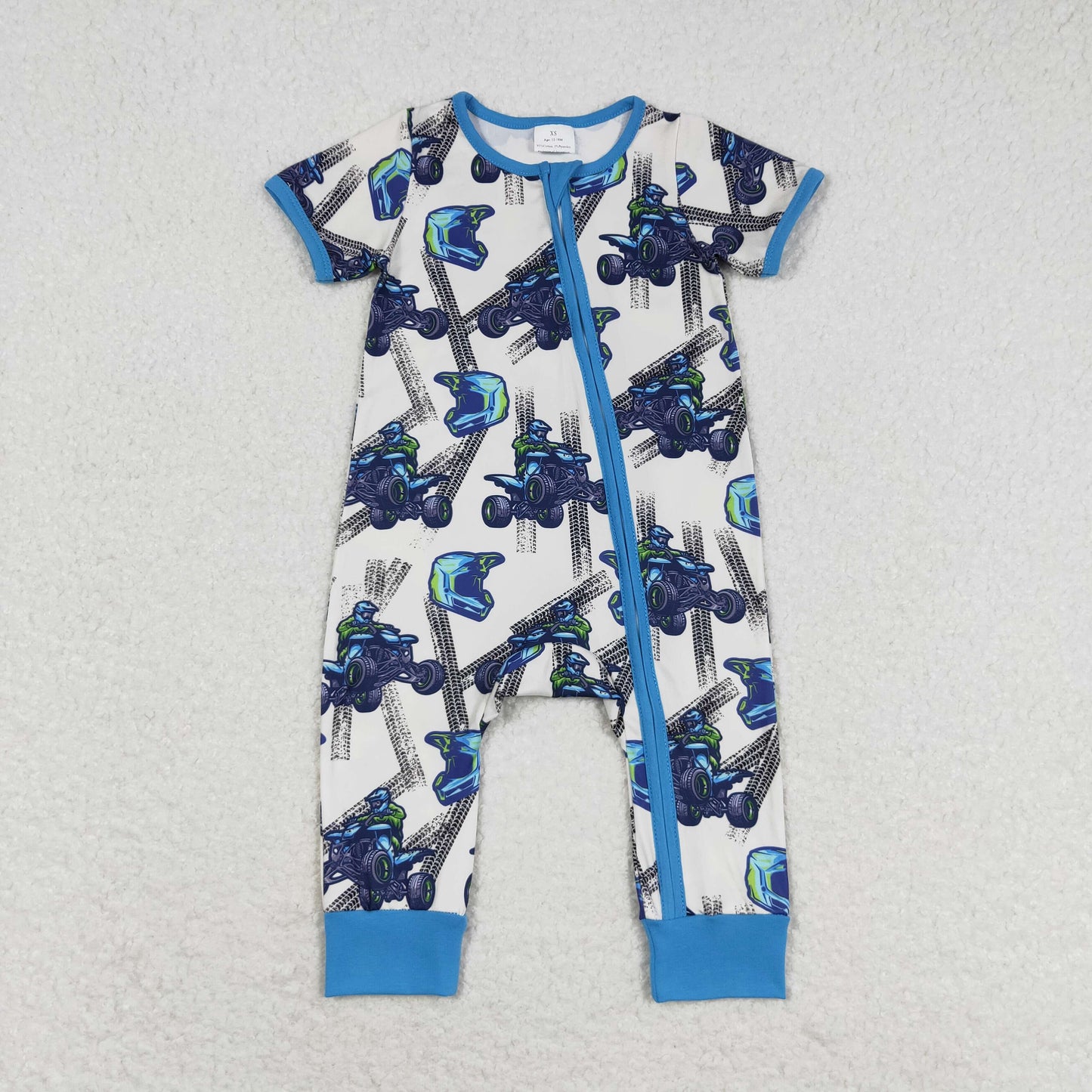 Baby Boys Blue Motobike Pajamas Romper Clothes Sets