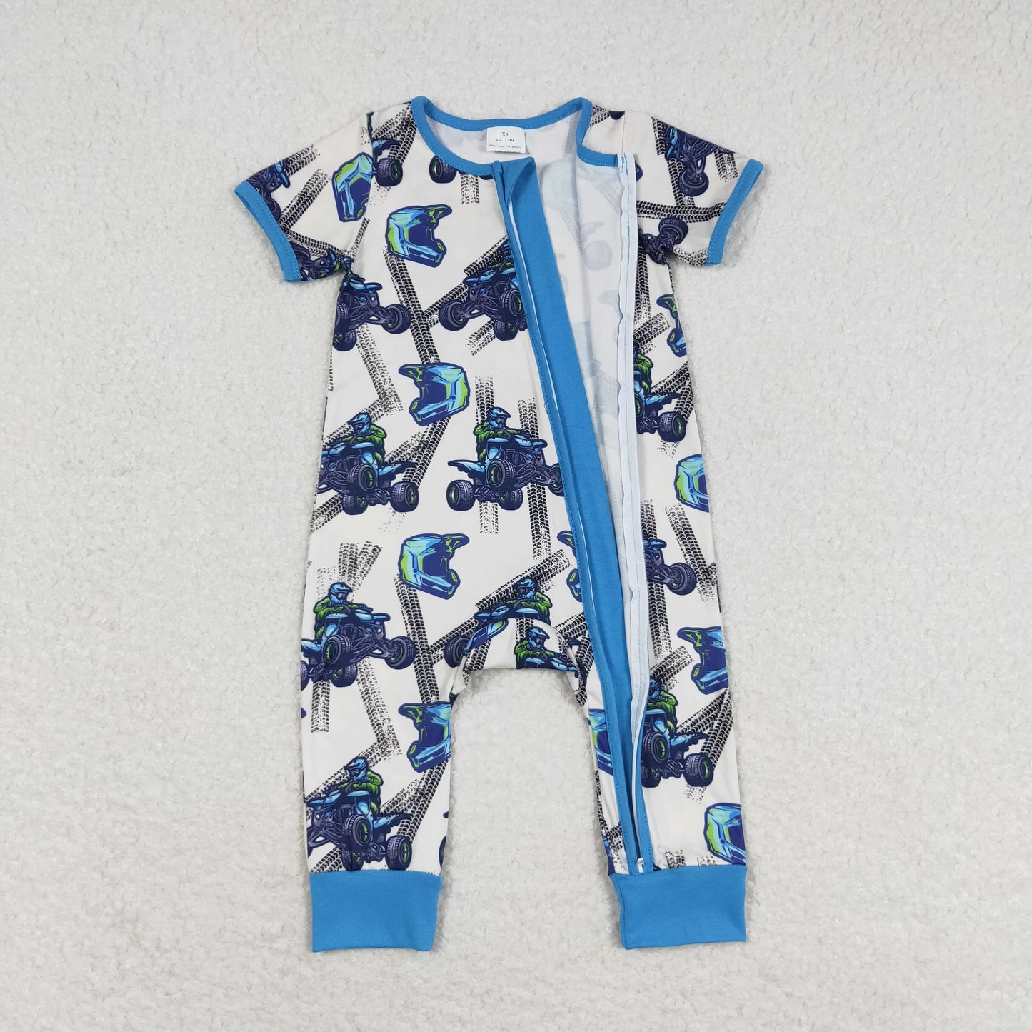 Baby Boys Blue Motobike Pajamas Romper Clothes Sets