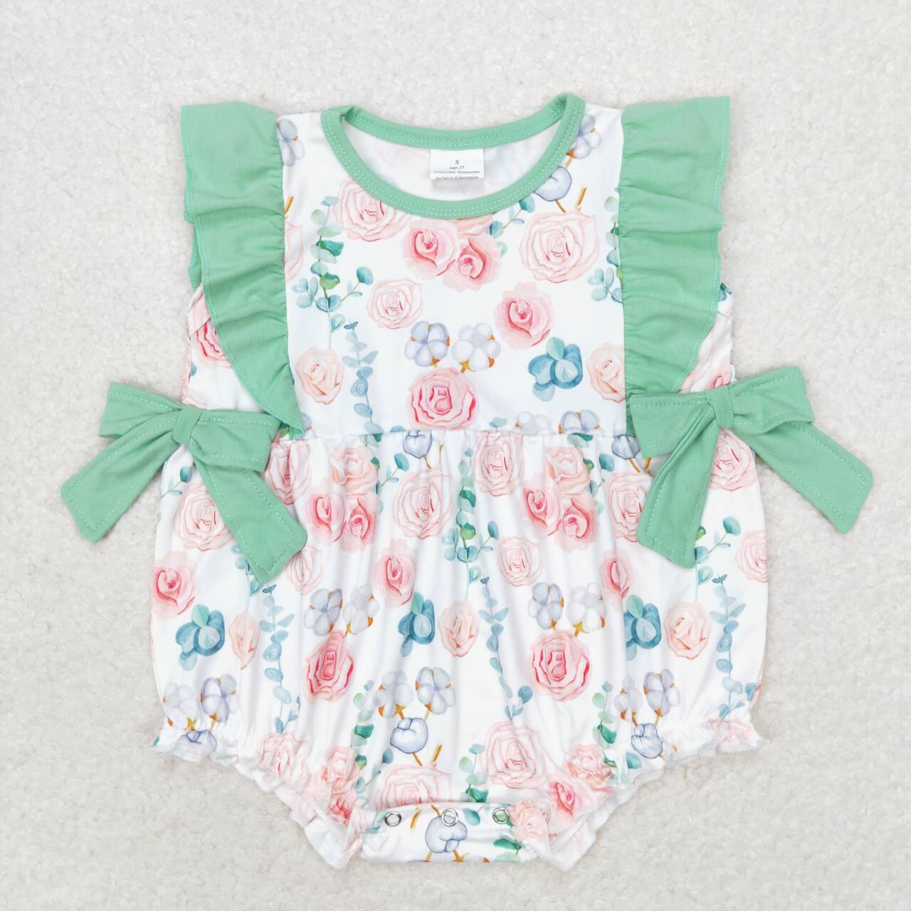 Baby Girls Sibling Green Floral Matching Clothing RTS