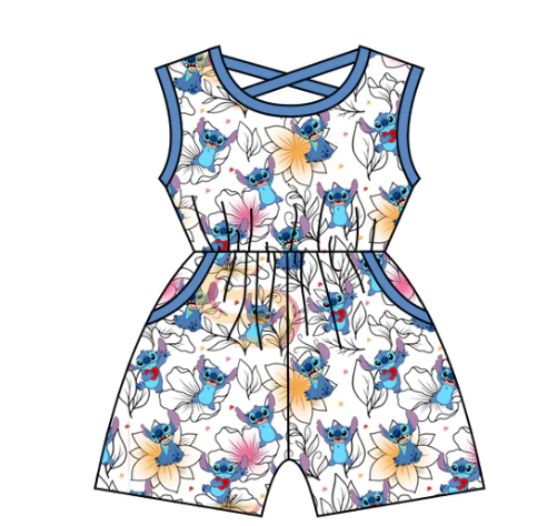 SR1475 Baby Girls  Blue cartoon Animal Jumpsuit Pre order