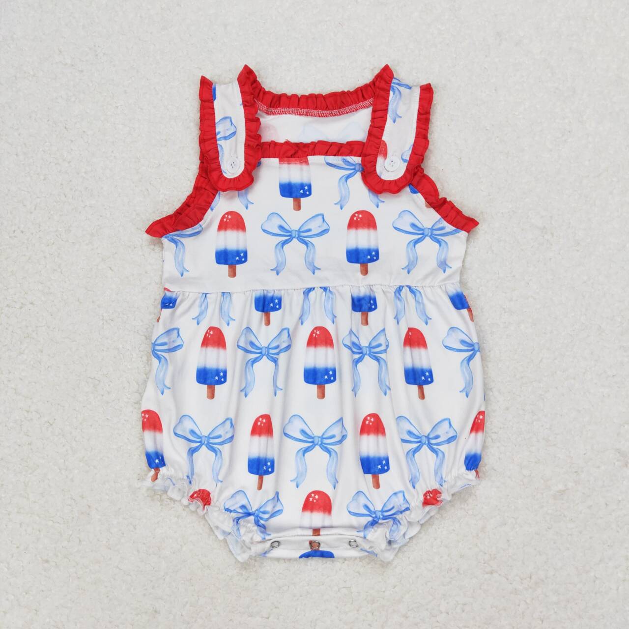 Baby Girls Sibling Patriotic Blue Red Popsicle Outfit and Romper