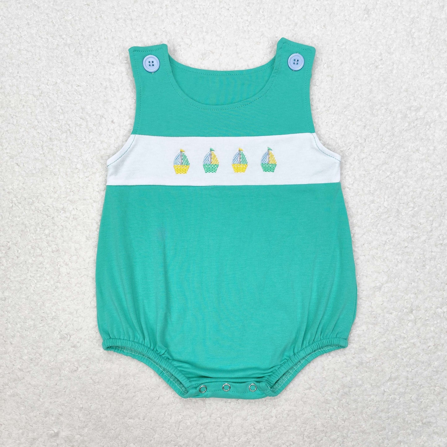 Baby Boys Sibling Summer Sailboat Shorts Set Romper