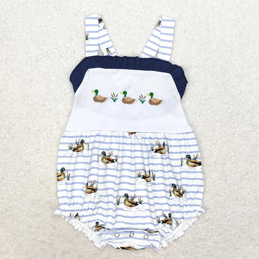 Sibling Baby Boys Girls Boys Ducks Embroidery Hunting Rompers