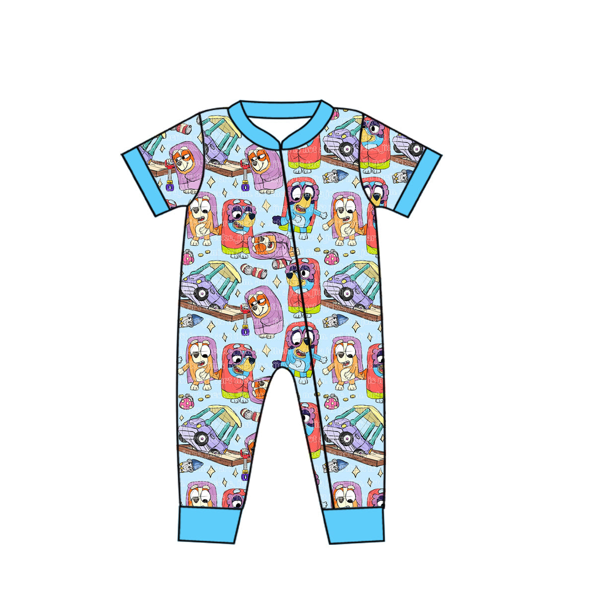 Newborn Baby Boys Cartoon Blue Dog Romper Pre-order