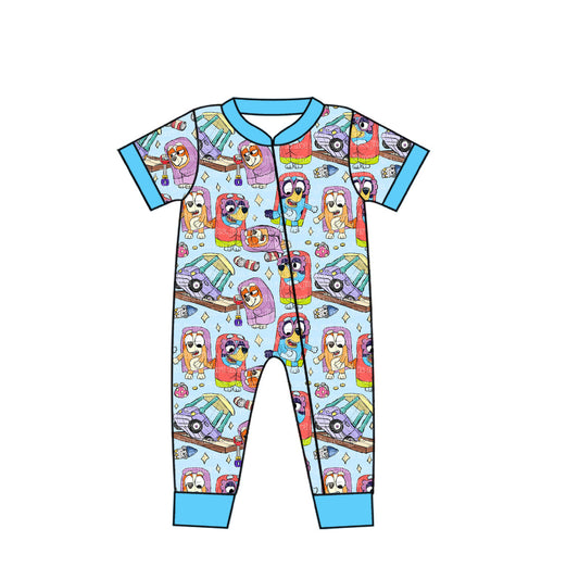 Newborn Baby Boys Cartoon Blue Dog Romper Pre-order