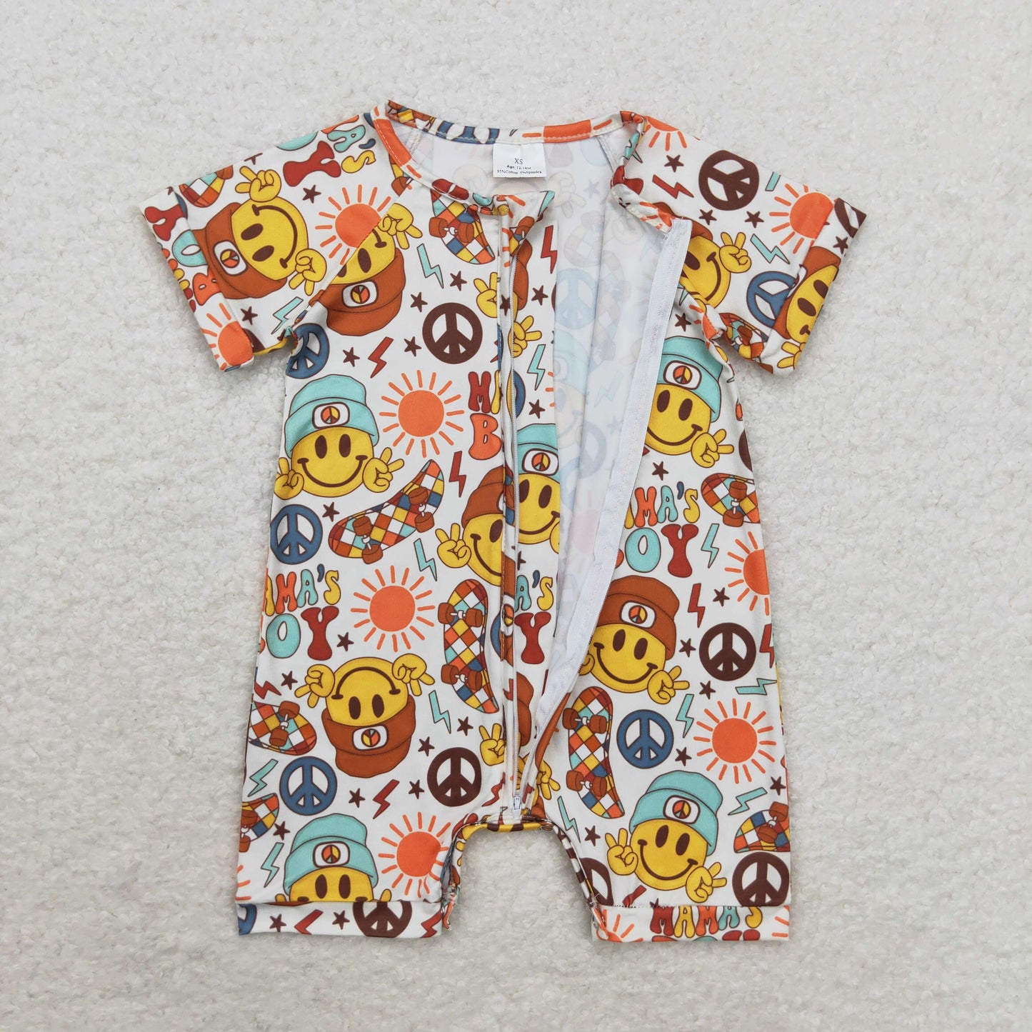 Summer Mama's Boy Short Sleeve Zipper Romper