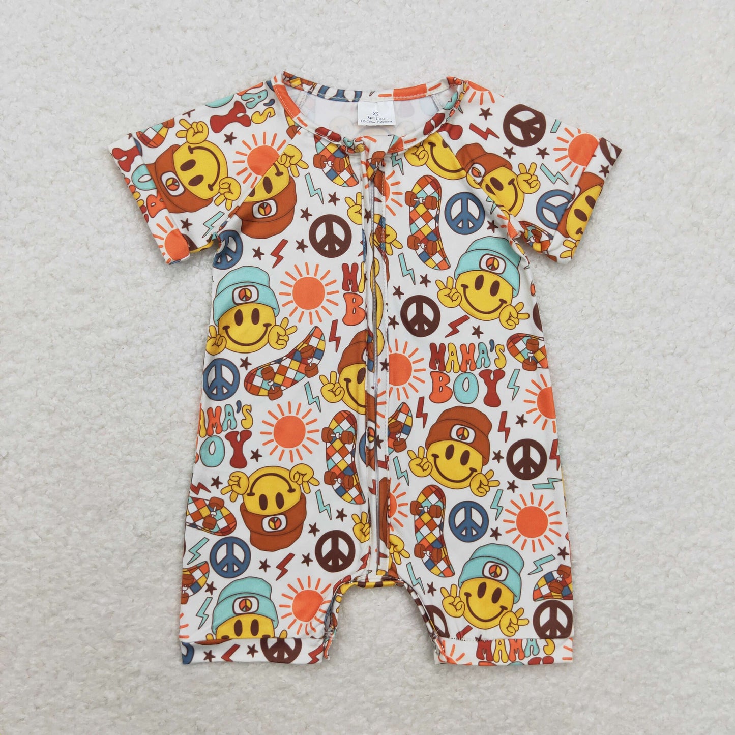 Summer Mama's Boy Short Sleeve Zipper Romper