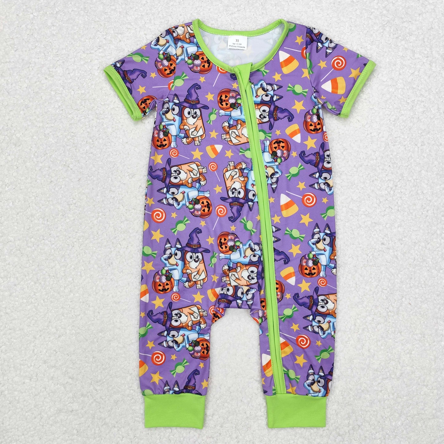 Sibling  Baby Halloween Cartoon Dog Candy Pajama Set and Romper