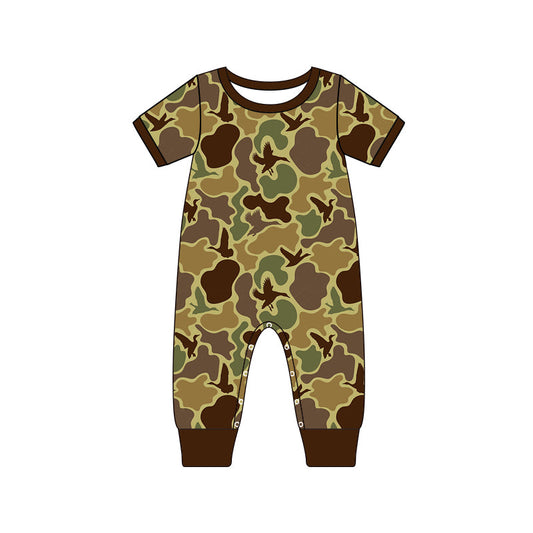 SR1815 Newborn Baby Boys Light Brown Camo Mallard Romper Pre-order