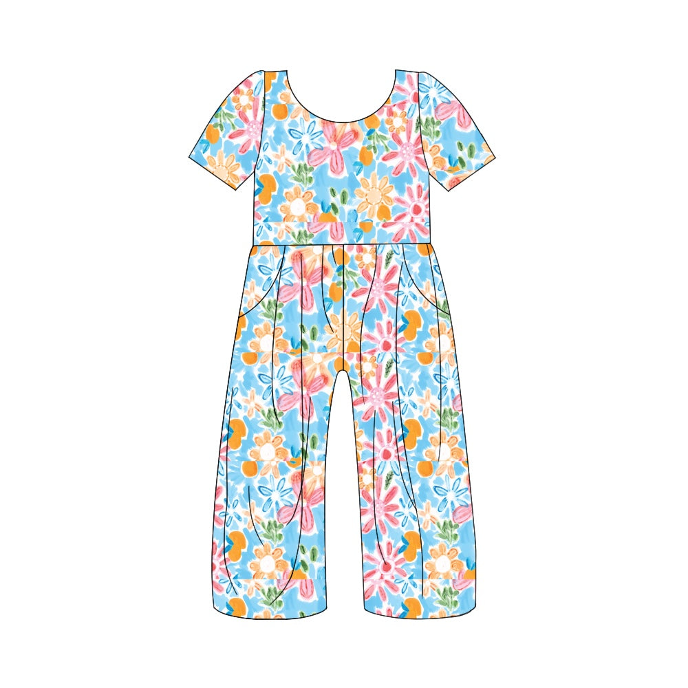 SR1860 Baby Girls Spring Flower Jumpsuit Pre-order