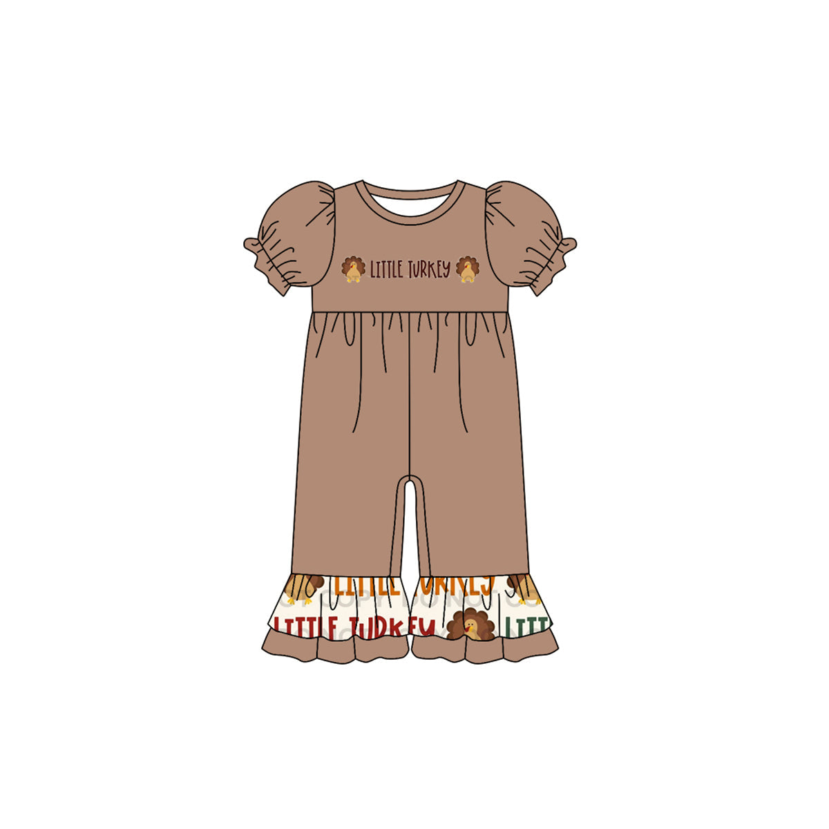 SR1873 Baby Girls Thankgiving  Little Turkey Romper Pre-order