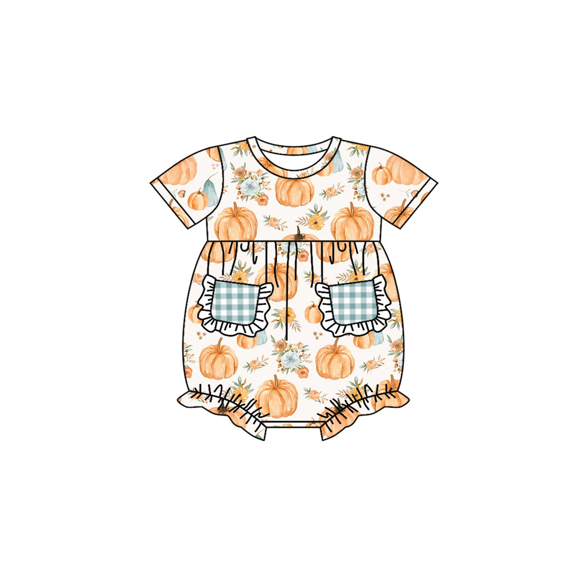 SR1878 Baby Girls Pumpkin Short Sleeve Romper Pre-order