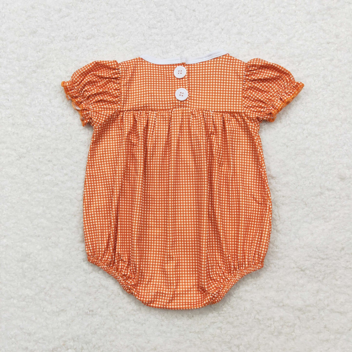 SR1879 Baby Girls Pumpkin Orange Short Sleeve Romper