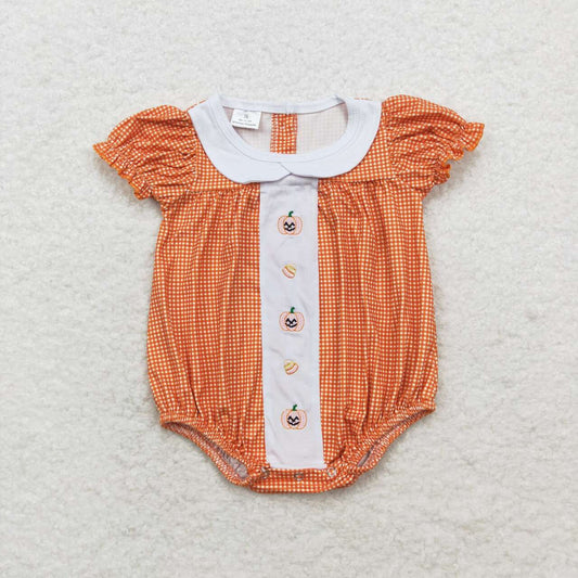 USA Shop Baby Girls Pumpkin Orange Short Sleeve Romper
