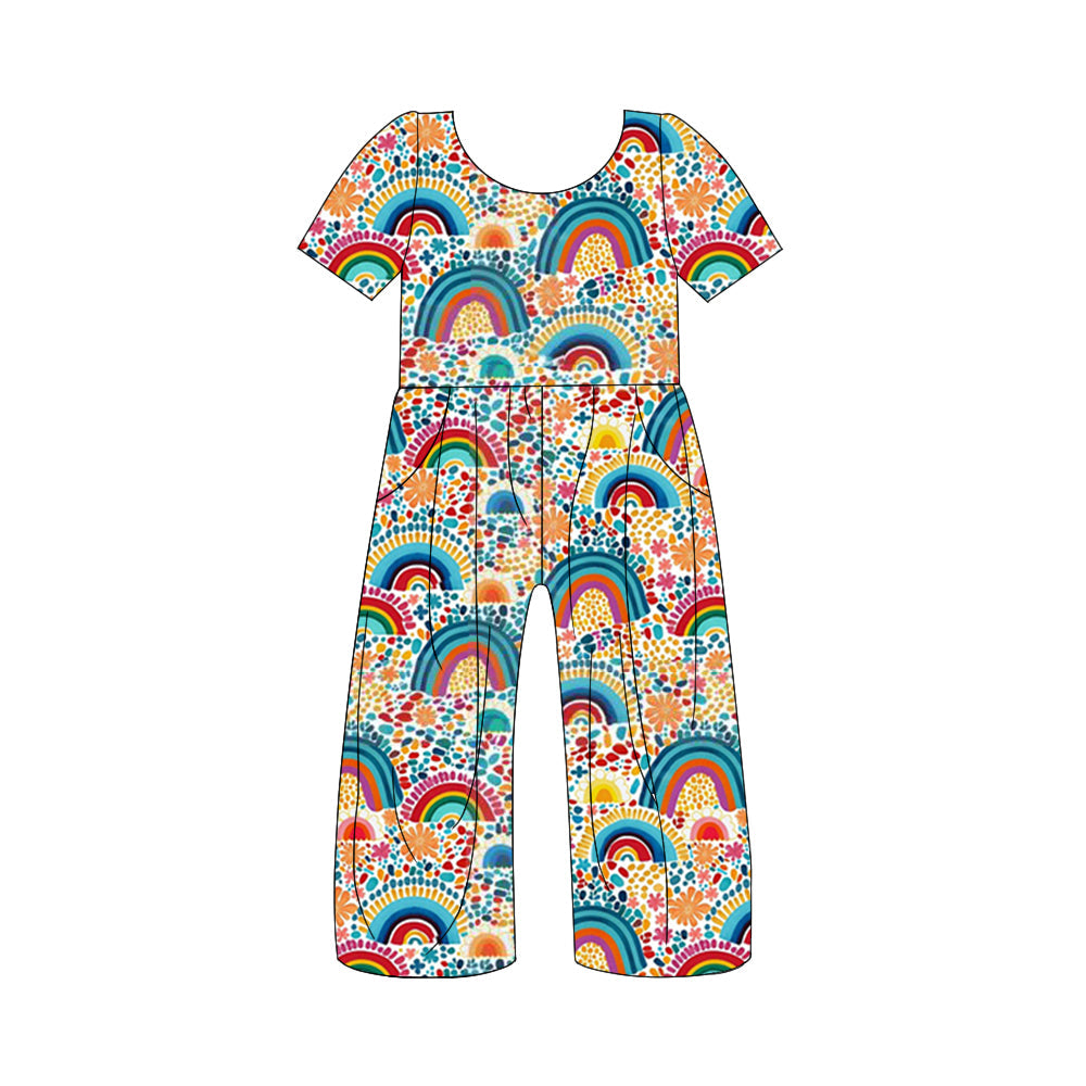 SR1883 Baby Girls  Rainbow Short Sleeve Jumpsuit Pre-order