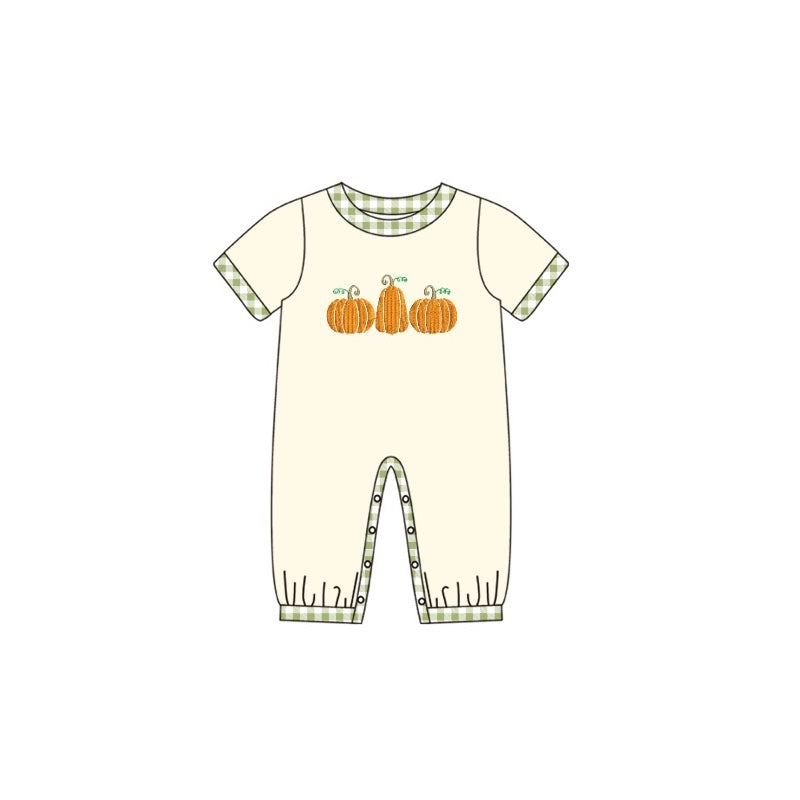 SR1889 Newborn Baby Boys  Pumpkin Short Sleeve Shirt Romper Pre-order