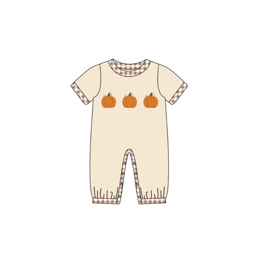 SR1891 Newborn Baby Boys Pumpkin Short Sleeve   Romper Pre-order