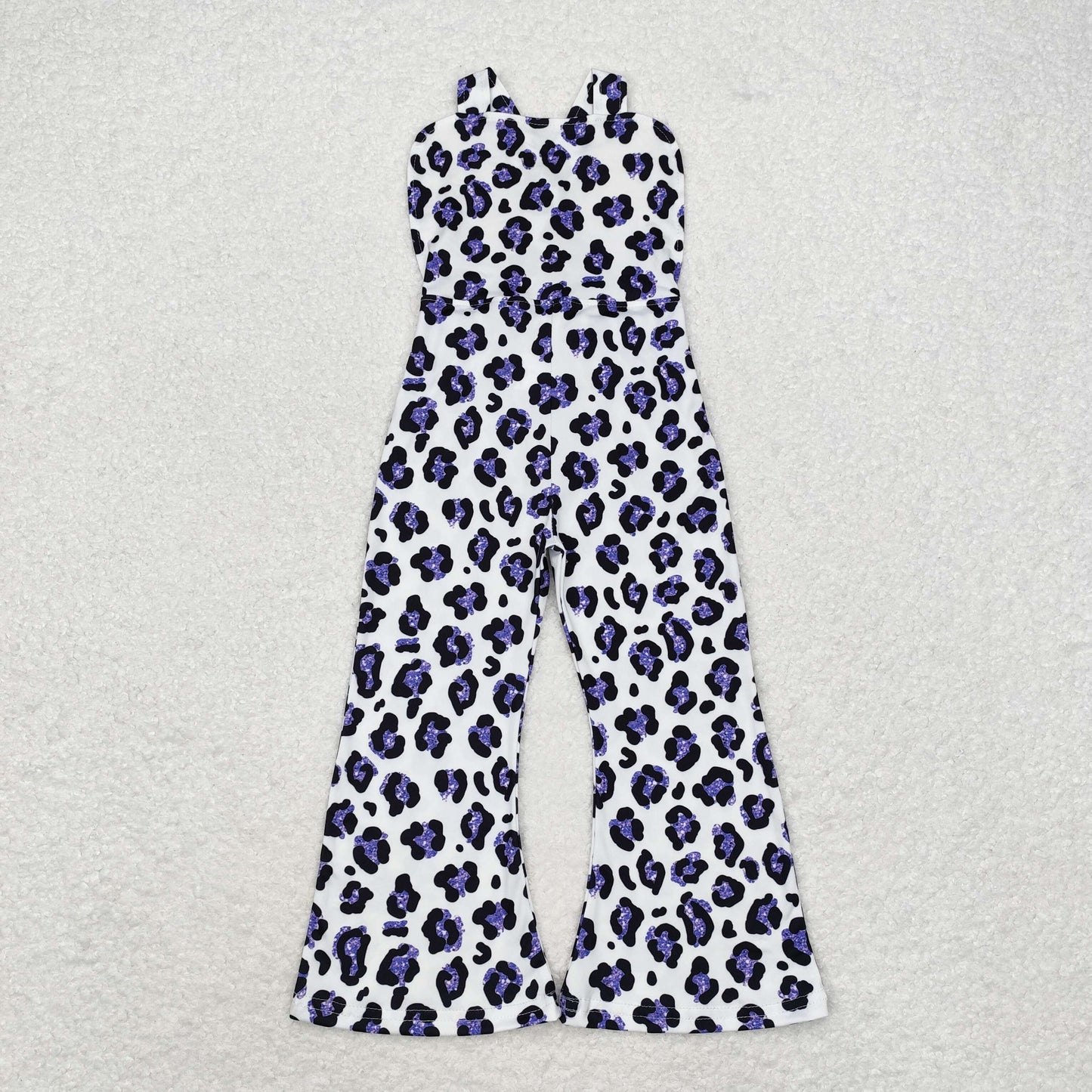 Baby Girls Purple Top and Leopard Jumpsuit Outfit