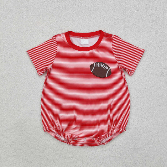 Baby Boys Red Striped Football Bubble Romper