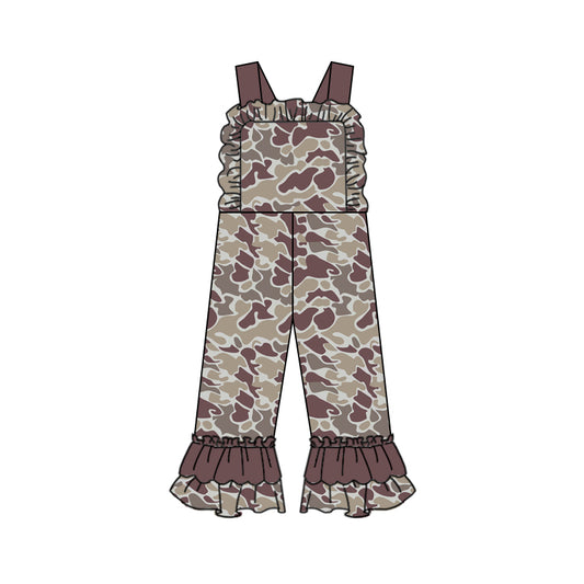 SR1999 Baby Girls Coffee  Color Camo Jumpsuit  Pre-order