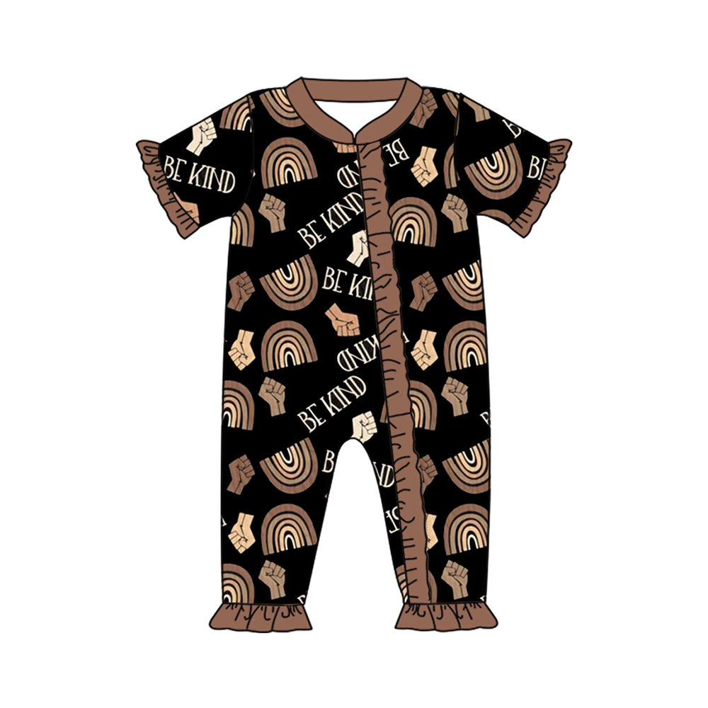 SR2018 Newborn Baby Girls Be Kind Short Sleeve Zipper Romper Preorder