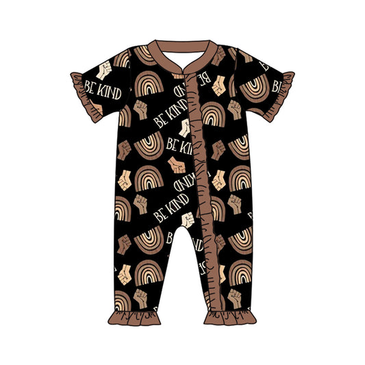 SR2018 Newborn Baby Girls Be Kind Short Sleeve Zipper Romper Preorder