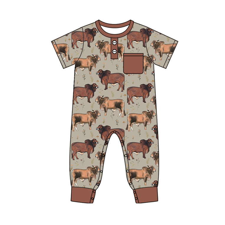 SR2039 Newborn Baby Boys Bull Short Sleeve Romper Preorder