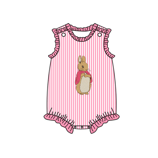 SR2041 Newborn Baby Girls Easter bunny Pink Striped Romper Preorder