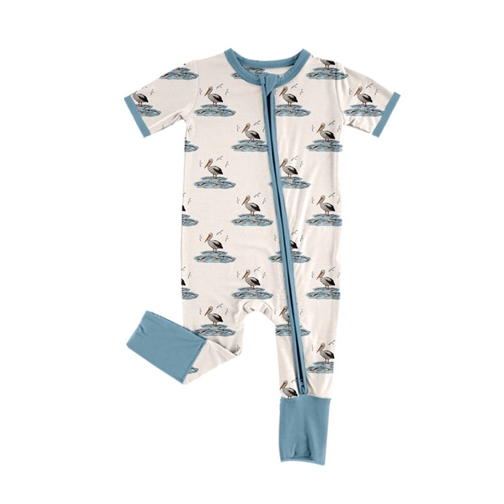 Toddler Baby Brother Bird Print Short Sleeve Pajama and Romper Preorder