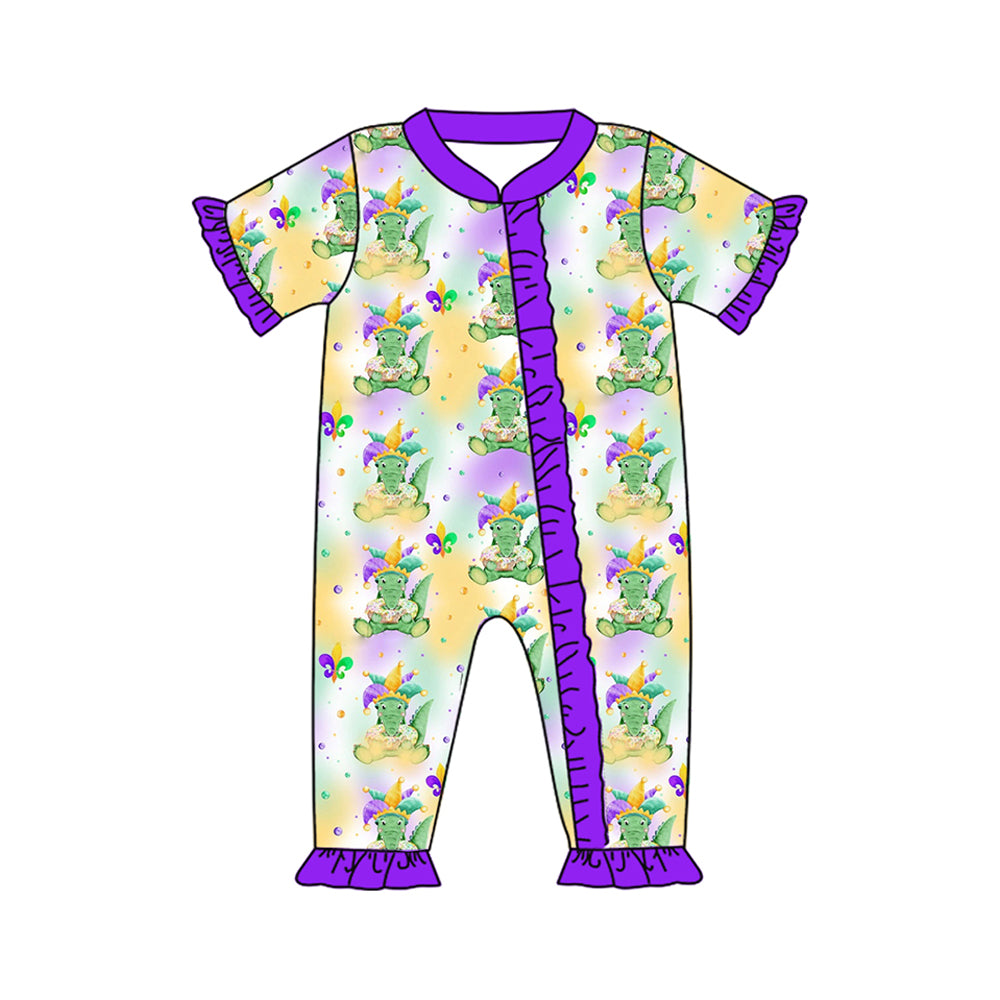 Toddler Baby Girls Sister Mardi Gras Short Sleeve Pajama Set and Romper