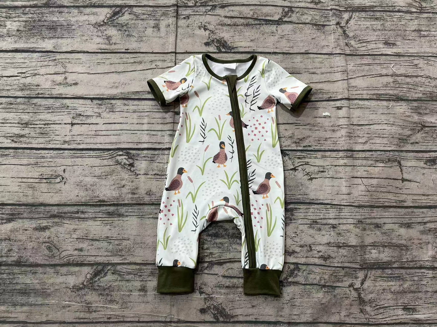 Newborn Baby Boys Duck Zipper Romper Preorder