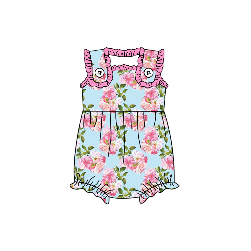 Baby Girls Sister Hot Pink Flower Shorts Set and Romper Preorder