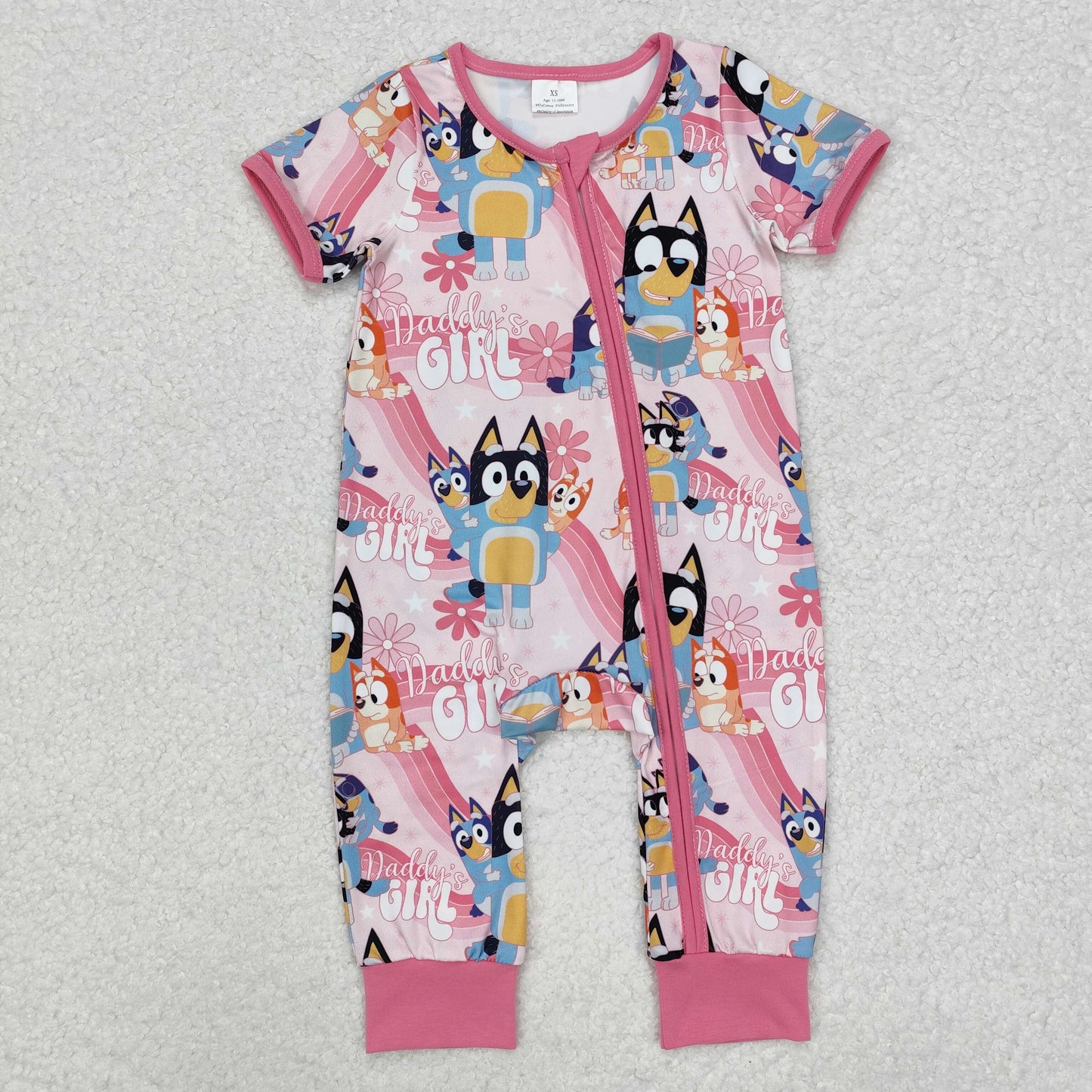 SR2105 Newborn Daddy's Girl Short Sleeve Zipper Romper