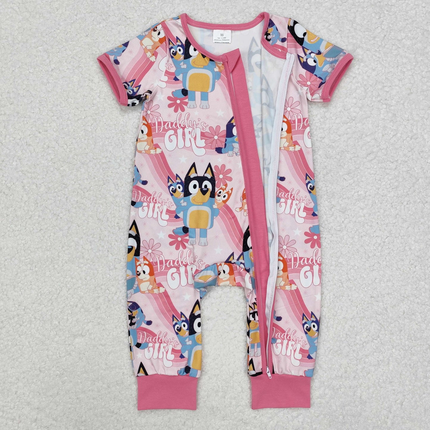 SR2105 Newborn Daddy's Girl Short Sleeve Zipper Romper