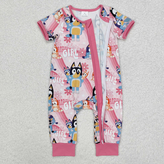 SR2105 Newborn Daddy's Girl Short Sleeve Zipper Romper