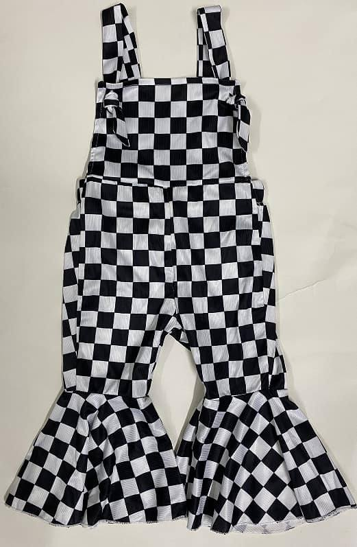 Toddler Girls Black Checked Jumpsuit Preorder