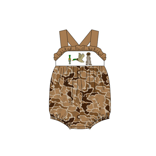 SR2125 Newborn Baby Girls Hunting Duck  Camo Romper Preorder