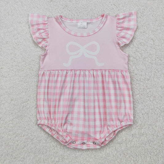 Newborn Baby Girls Pink Bow Romper