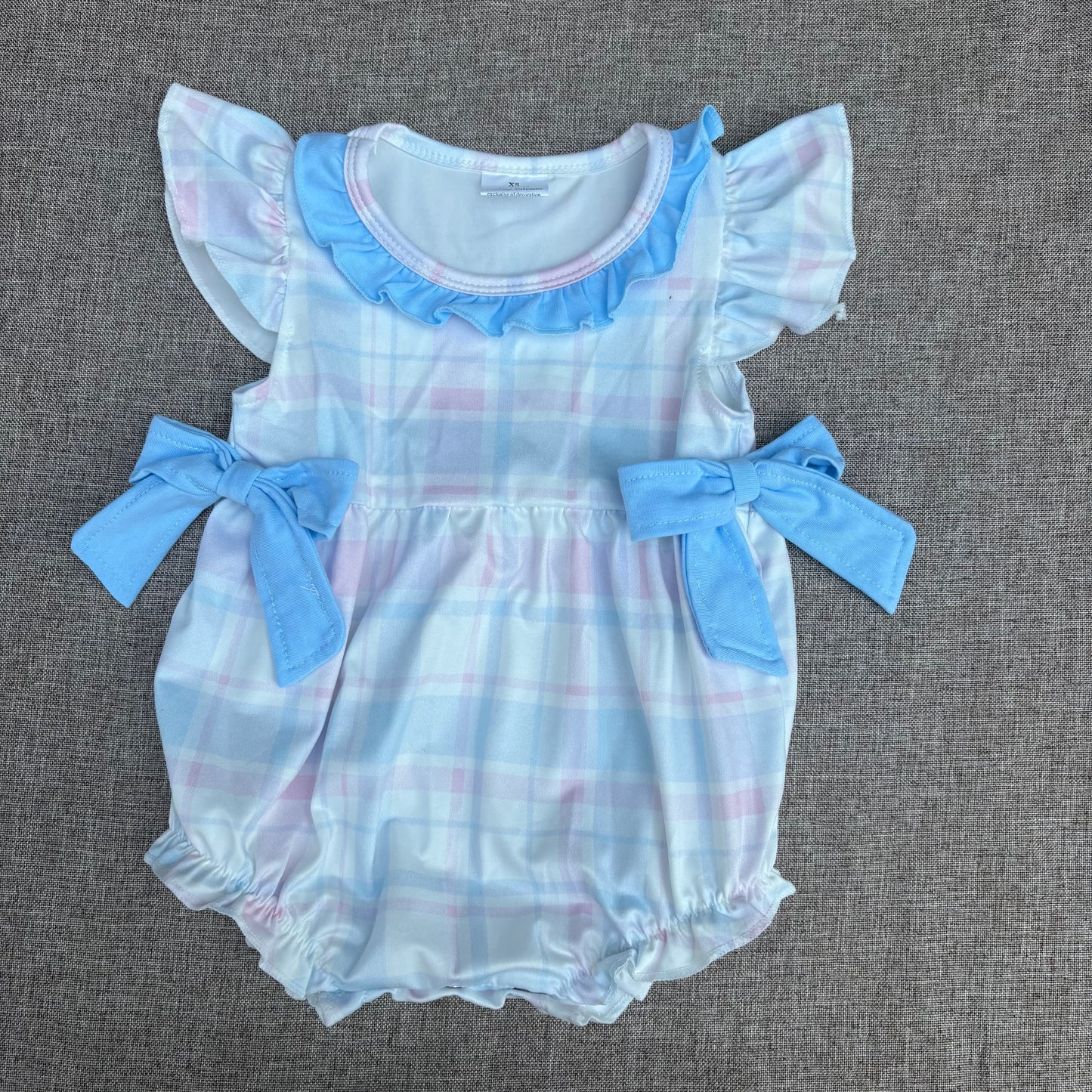 Cute Baby Girls Summer Flutter Sleeve Bow Bubble Romper