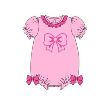 Slibling Baby Girls Sister Hot Pink Bow Shorts Set and Romper Preorder