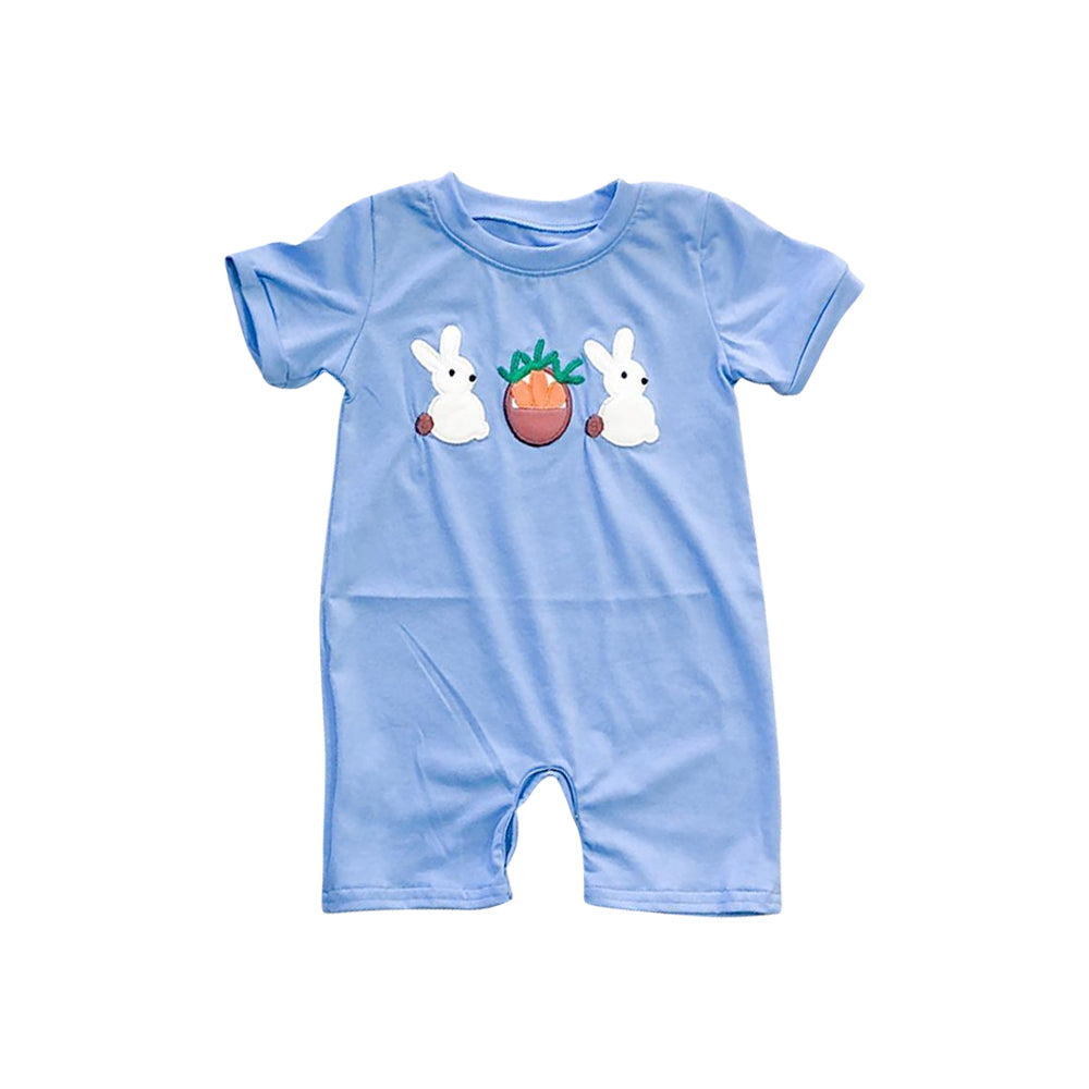 Baby Boys Brother Easter Bunny Carrot Blue Set and Romper