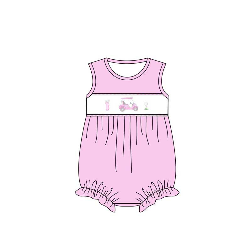 SR2168 Baby Girls Pink Golf Sleeveless Romper  Preorder